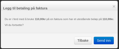 Bekrefte å bruke betaling på faktura