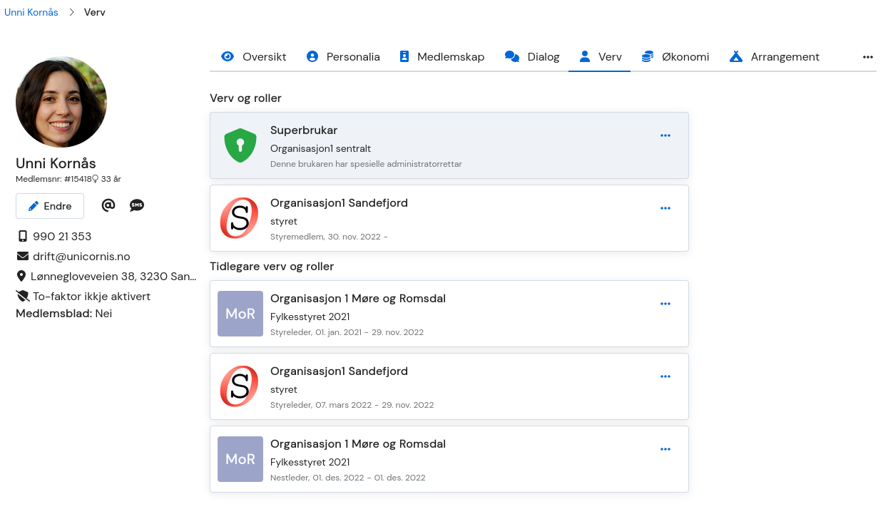 skjermbilde av verv-fanen på brukerprofilen